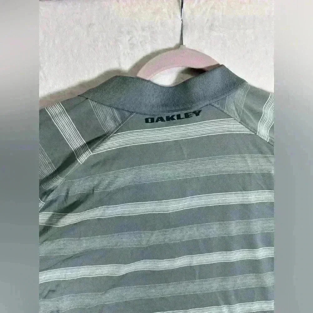 Oakley Striped Performance Polo Mens XXL Gray Regular Fit Golf Tech Prep 2XL - Picture 8 of 10